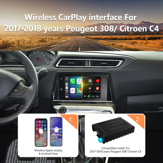 Wireless CarPlay Android Auto Interface for 2017-2018 Peugeot 308 / Citroën C4 7''