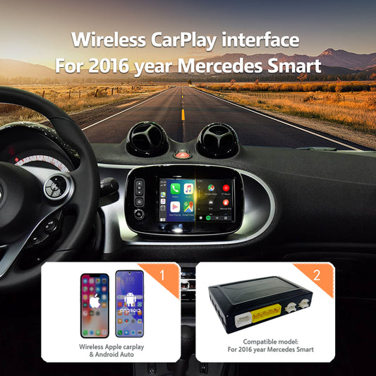 Wireless CarPlay Android Auto Interface for 2016 Mercedes-Benz Smart