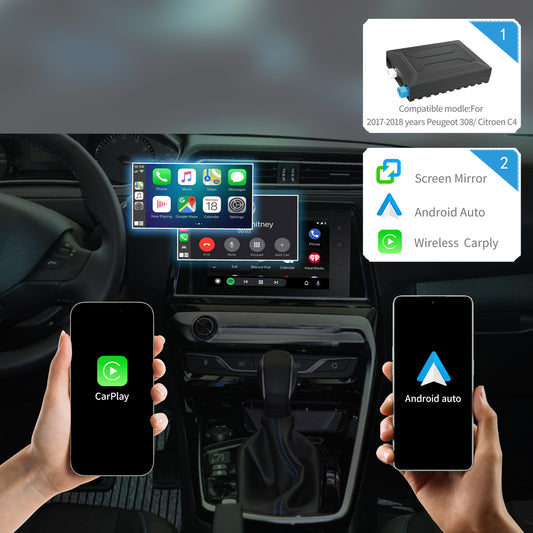 Wireless CarPlay Android Auto Interface for 2017-2018 Peugeot 308 / Citroën C4 7''