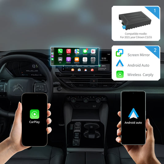 Wireless CarPlay Android Auto Interface for 2021 Citroën C5/C6 (8'')