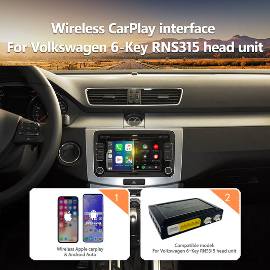 Wireless CarPlay Android Auto Interface for VW RNS315 Head Unit