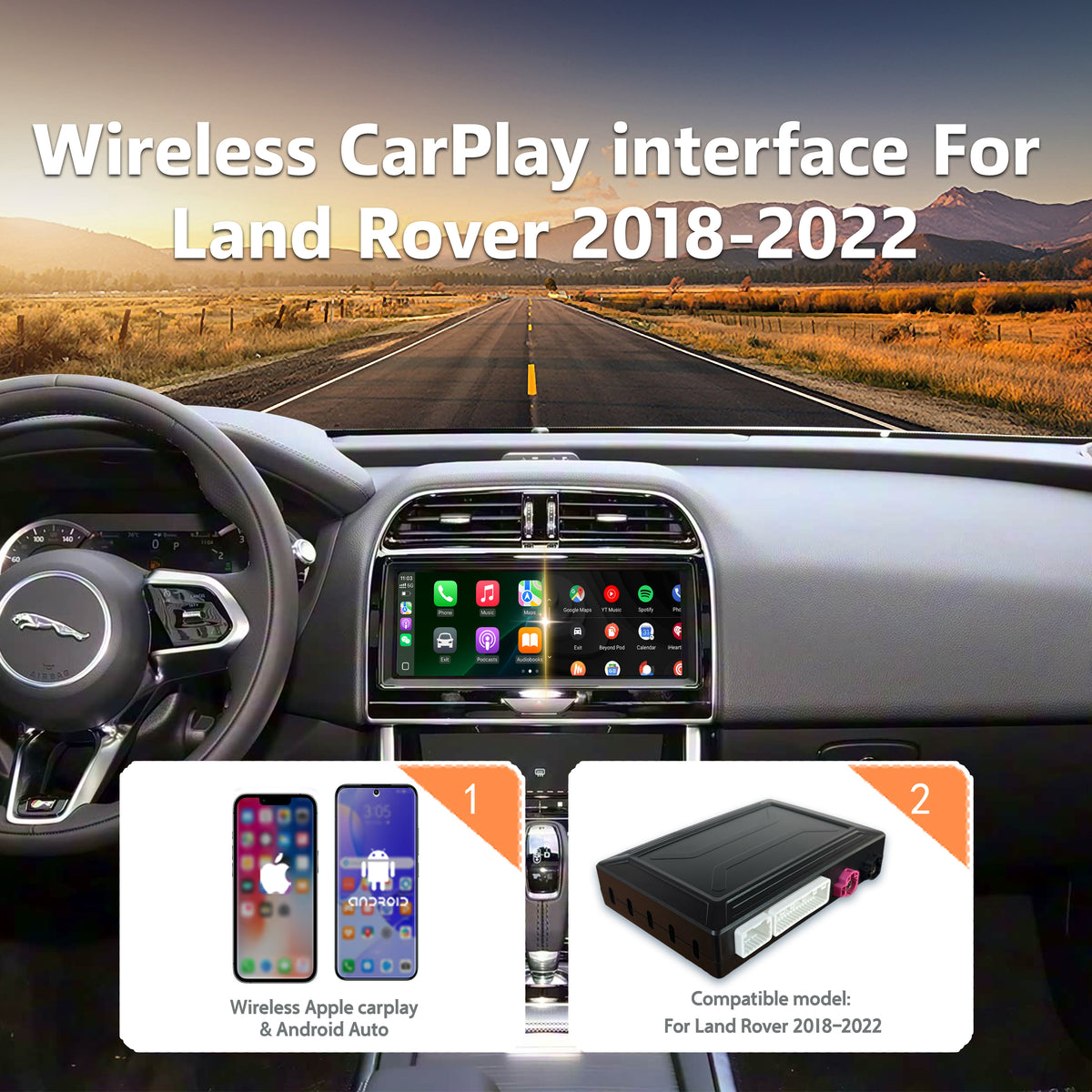 Wireless CarPlay Android Auto Interface for Land Rover (2018-2022 Models)